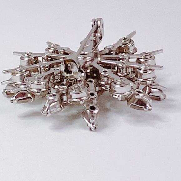 VTG 50s 60s Rhinestone Starburst Brooch Silver Tone Mid Century Pin - Picture 9 of 10